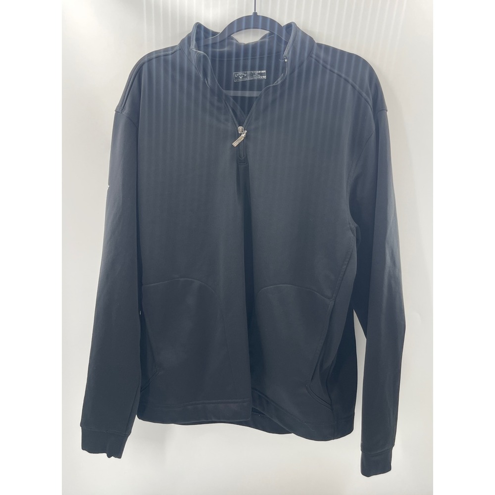 Callaway Mens XL Black Quarter Zip Golf Pullover Fleece Lined Jacket Pocketed